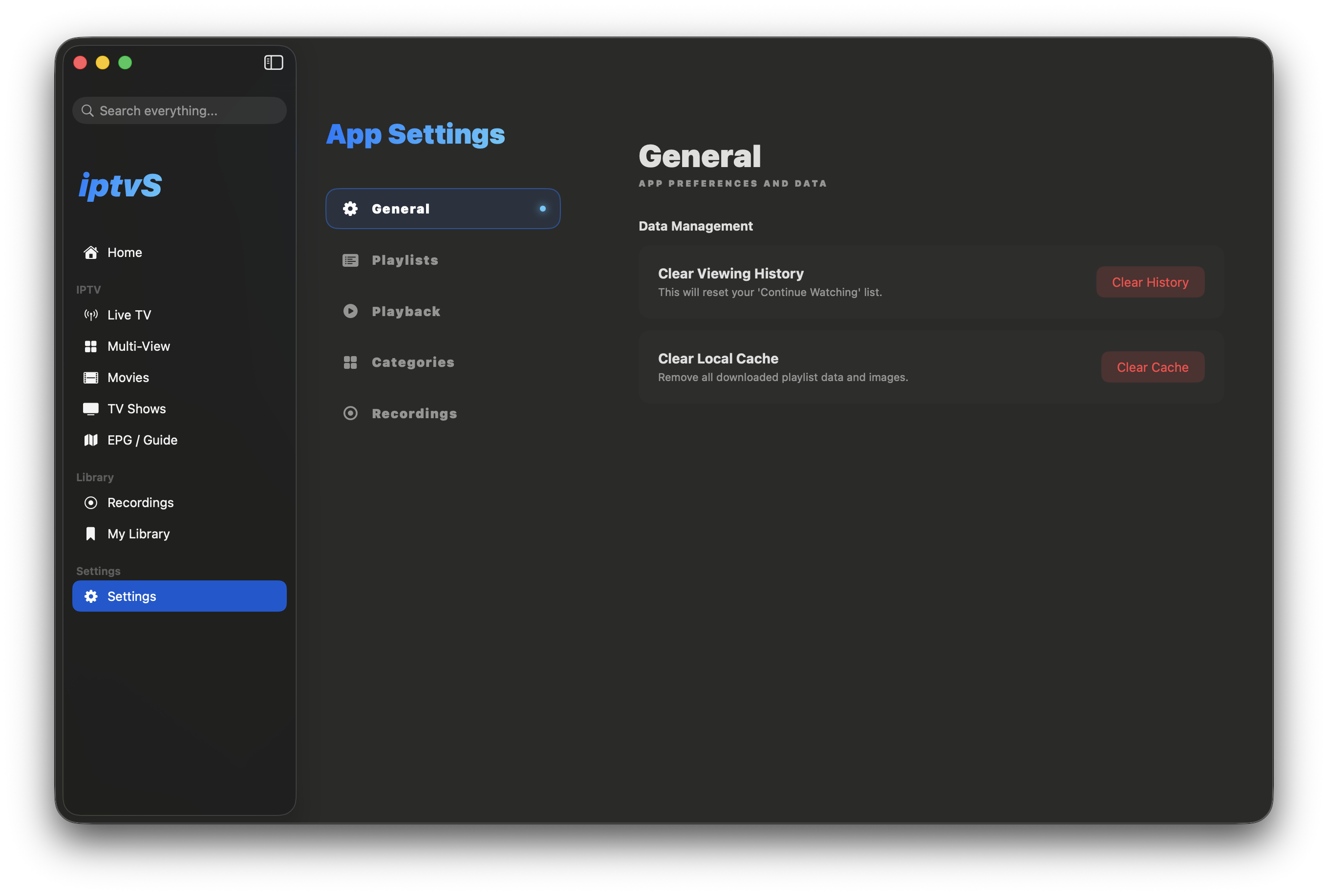 iptvS Settings